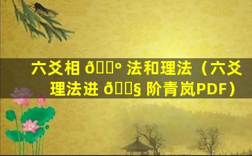 六爻相 🌺 法和理法（六爻理法进 🐧 阶青岚PDF）